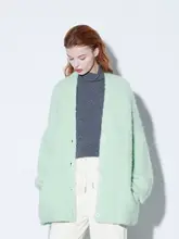 極上の柔らかさのモヘア混ダブルレイヤー厚手カーディガン【ふんわりした雲のような肌触り】