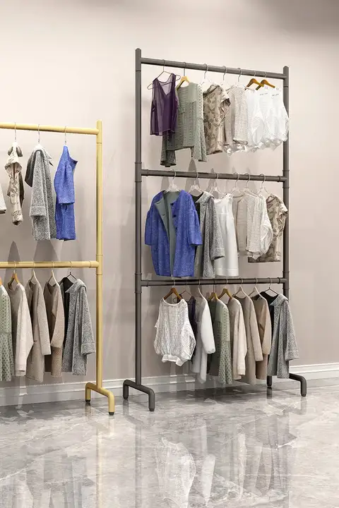 室内用２段式ハンガーラック【調整可能・ベランダや寝室に最適】（セットアップ対応）