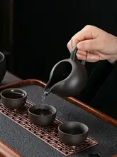 紫砂製 黒泥 西施茶壺と茶杯セット【家庭用・三才碗・香りを楽しむ】