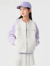 春秋向けカラーブロックの子ども用野球ジャケット【リボン付き・カジュアルデザイン】