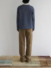 カーキブラウン コーデュロイ ウエストゴムストレートパンツ