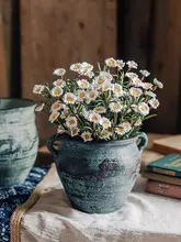 粗陶製の花瓶【侘寂風・ヴィンテージデザイン・リビングルーム用・デコレーション】