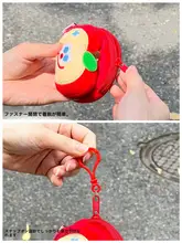 ミニポーチ りんご型 もこもこ 可愛い コインケース イヤホンケース キーホルダー リップケース アクションカムケース 携帯用 通学