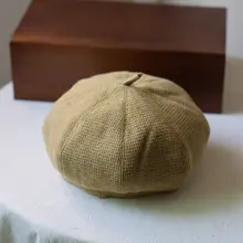 柔らかいレトロウールワッフルベレー帽【女性用・秋用・小顔効果・学生向け】