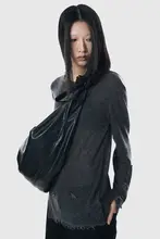 BINGBONG 中号 シンプルデザインの牛角型バッグ【早春・結び目付き・ショルダー＆斜め掛け】