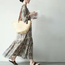 レトロフレンチスタイルの花柄ワンピース【Vネック・リボン付き・フィッシュテール】