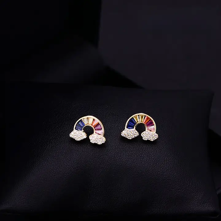 ミニサイズ シャツ用カラークリップピン【虹色・高級デザイン・ファッション小胸針】