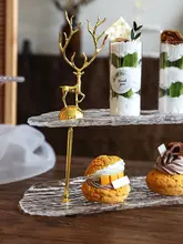 創造的なガラス製二段スイーツスタンド【ウェディング・バースデーパーティー・展示用】