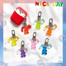 かわいいクマデザインのエアポッズ第2世代用保護ケース【キーリング付き・リアルなお菓子風】