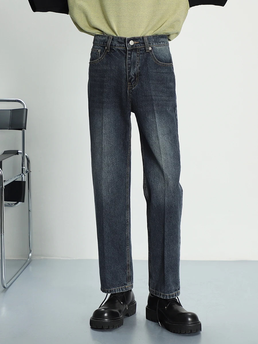 セメントグレーとブラックのストレートジーンズ メンズ 春服 メンズ 人気ブランド価格比較