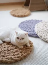 手編みの猫用クッション【円形・ペット用・四季対応】