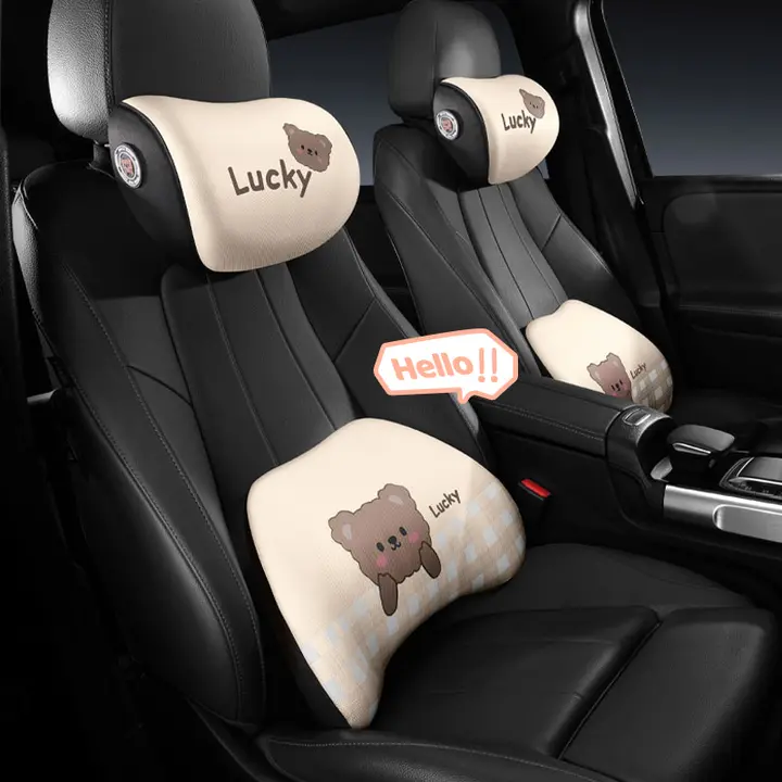 車用ヘッドレスト＆腰サポートクッション【ドライブ用・2個セット】