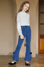 女児用フレアデニムパンツ【春秋用・ストレッチ・カジュアル】