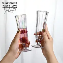 シャンパンカップ ハイステムカップ 高いデザイン感のある ワインカップ 束腰のガラス