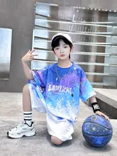 男の子用夏用スポーツウェア【薄型バスケットボールユニフォーム・速乾・二部構成】（セットアップ対応）
