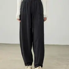 メリノウール混合のウエストゴムパンツ【フィット・バルーンシルエット】