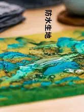 テーブルランナー 茶席マット 撥水加工 蘭亭序図柄 チャイナテイスト 和モダン 高級感 茶室 和室 インテリア