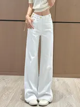 高級感あるワイドレッグデニムパンツ【レディース・ハイウエスト・フィット・ストレート】