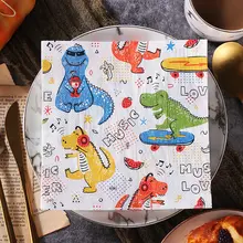 恐竜プリントカラー紙ナプキン【カートン誕生日パーティー・個性的な装飾用】