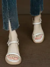 厚底オープントゥサンダル【真皮・粗めヒール・夏用・カジュアル】