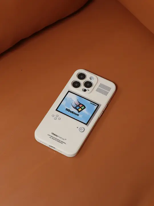 スマホケース ソフトシリコン レトロパソコン柄 アートデザイン ヴィンテージ iPhone Pro Max対応