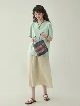 北島AMUU 女性用 サマーエレガント 無地ウエストゴム 半身スカート【ハイウエスト・Aライン・ミディ丈】