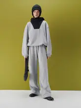 YASAKO 立体感のあるフード付きスウェット＆パンツセット【デザイン切り替え・裏起毛・ルーズフィット】