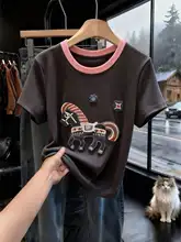 正肩デザインの短袖Tシャツ【夏用・カジュアル・コットン素材・バイカラー】