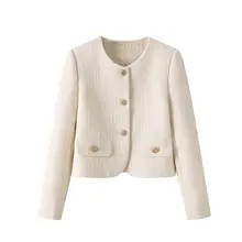 秋冬用 フランス風 レトロ無地 コート レディース【優雅な雰囲気・ラウンドネック・高級感】