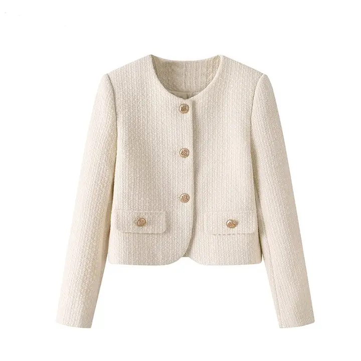 秋冬用 フランス風 レトロ無地 コート レディース【優雅な雰囲気・ラウンドネック・高級感】