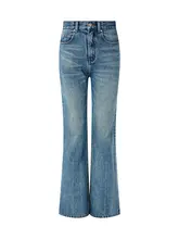 高腰ストレートデニムパンツ【ゆったりフィット・カジュアル・レトロデザイン】