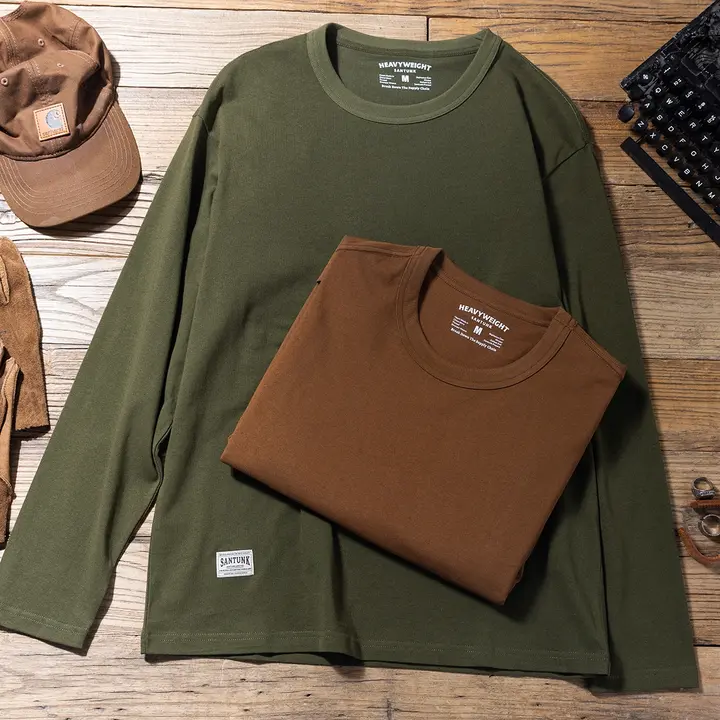 アメリカンビンテージ風 ストレッチコットンTシャツ【無地・重厚感のある素材】