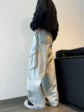 ワイドレッグデザインのデニムパンツ【メンズ・大きなポケット・ヴィンテージスタイル・ルーズフィット】