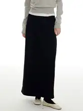 大きいサイズの黒いスーツ風マーメイドスカート【高腰・スリム効果・後ろスリット】（セットアップ対応）