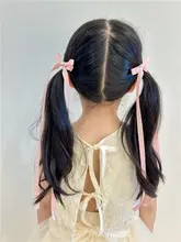 バレエ風リボンヘアクリップ【サイドクリップ・長飾り付き・女の子用】