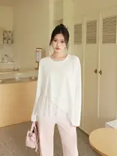 フレンチスタイルレース切り替え長袖Tシャツ【女性用・スリムフィット・ファッション】