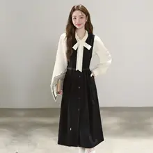 高級感漂うサスペンダー付きワンピース【秋冬用・大人カジュアル・上品デザイン】（セットアップ対応）