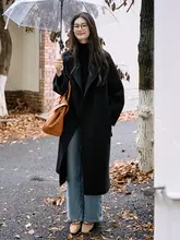 ウールコート レディース ラペルカラー ベルト付き ヴィンテージ おしゃれ 通勤 冬「Jicouture」