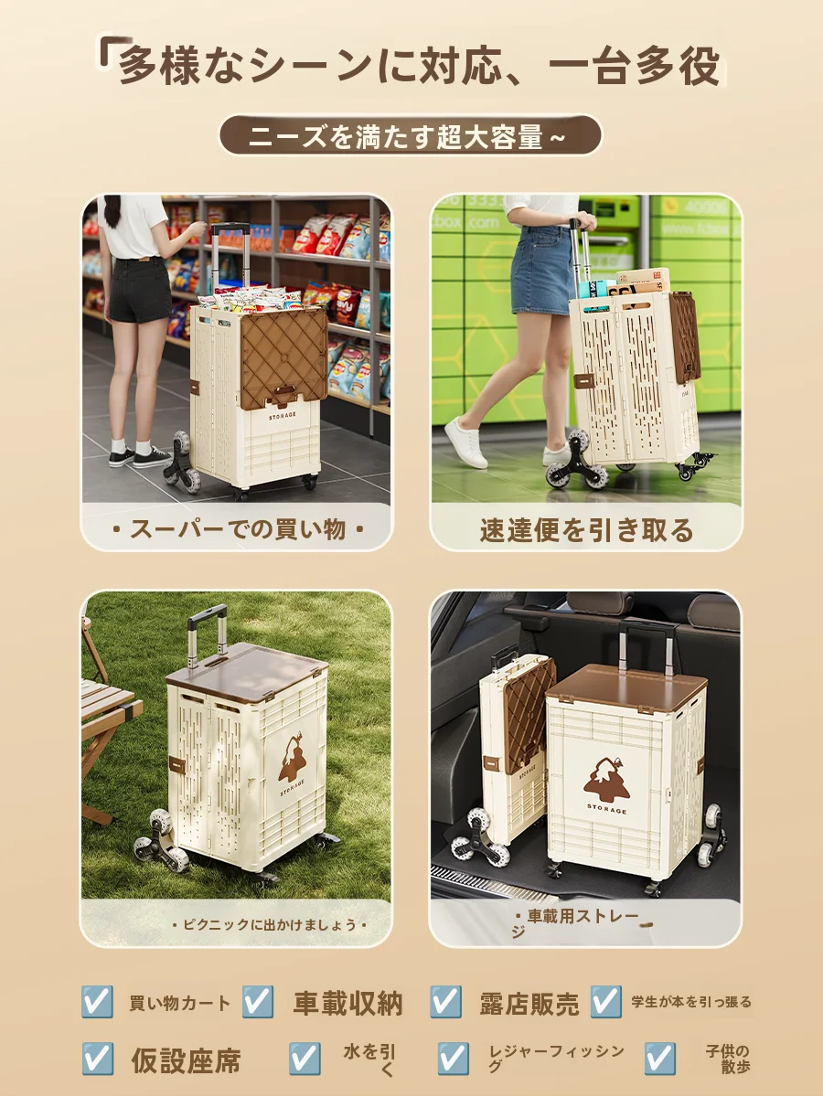 折りたたみカゴ バスケット：家庭・ピクニック向け軽量ショッピングカートの実用性と性能解析