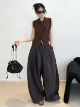 混合素材の高級感あるノースリーブセーター【メリノウール・ラウンドネック・レディース】