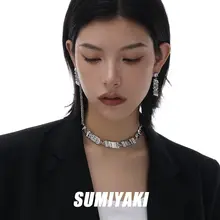 SUMIYAKI オリジナルプレートデザインピアス【不規則な皺加工・メタリック・ユニセックス】