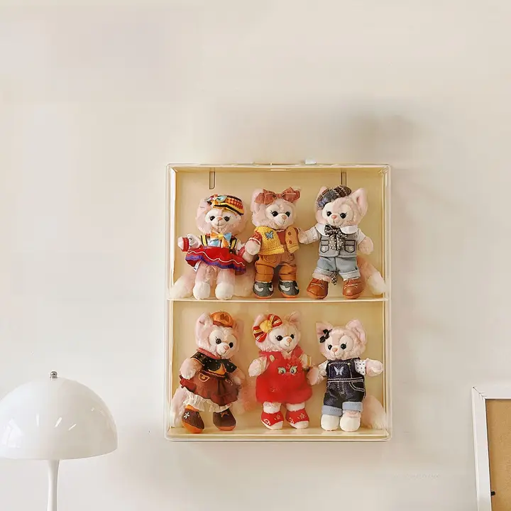 壁掛けぬいぐるみディスプレイケース【透明・毛布製・おもちゃ収納用】