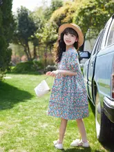 女児用 夏用薄手フラワープリントワンピース【フランス風・プリンセススタイル】（セットアップ対応）