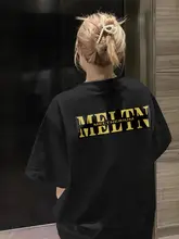 アメリカンビンテージデザインのブラックコットン半袖Tシャツ【フィット・夏用・オーバーサイズ】