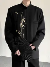金竹葉刺繍の中華風スーツジャケット【結婚式・大きいサイズ】