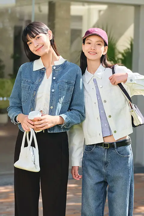 レディース ショートデニムジャケット【白・ヴィンテージ・春秋向け】
