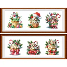 クリスマスケーキシリーズ 刺繍アート【縦型・かわいいカートゥーン・リビング・寝室用】