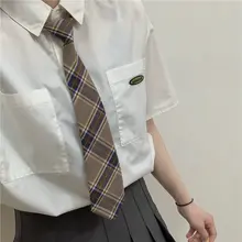 ミルクティーカラーのチェック柄JK制服【女性用・結ばないネクタイ付き・男女兼用】（セットアップ対応）