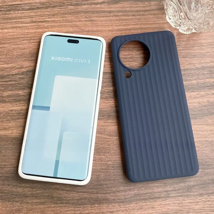 小米Civiシリーズ用スマートフォンケース【ストライプ・波紋模様・液体シリコン・ファッションデザイン】