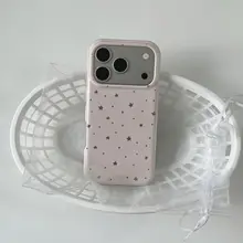 淡いピンクの星デザインiPhoneケース【韓国風・シンプル・衝撃吸収】